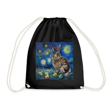 Osterhase, Ostern, Hase - Turnbeutel - Schwarz - Vorne