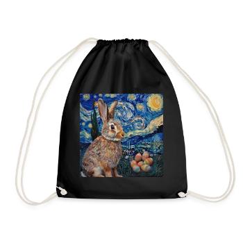 easter bunny, easter, bunny, happy easter, easter eggs - Drawstring Bag - black - Front