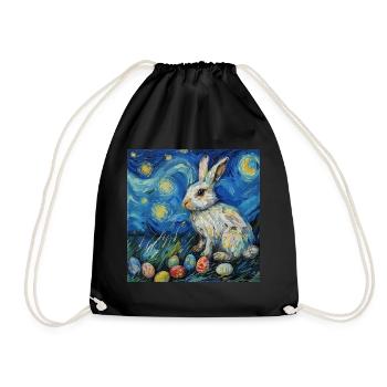 easter bunny, easter, bunny, happy easter, easter eggs - Drawstring Bag - black - Front
