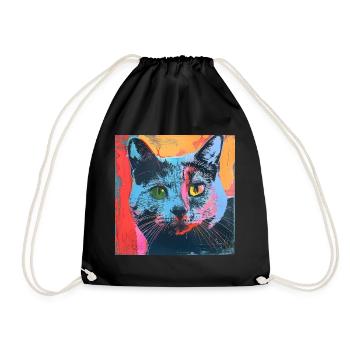 Chat, motif chat, pop art, cadeau, idée cadeau - Sac de sport léger - noir - Devant