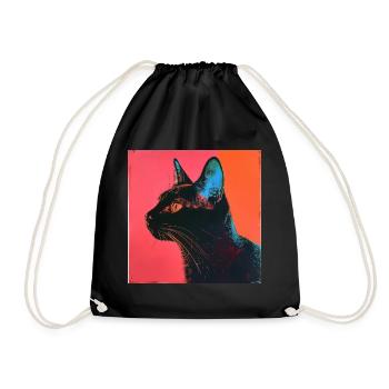 Katze, katzenmotiv, popart, geschenk, geschenkidee - Turnbeutel - Schwarz - Vorne