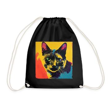 Chat, motif chat, pop art, cadeau, idée cadeau - Sac de sport léger - noir - Devant