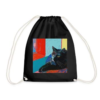 Chat, motif chat, pop art, cadeau, idée cadeau - Sac de sport léger - noir - Devant