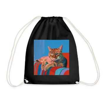 Katze, katzenmotiv, popart, geschenk, geschenkidee - Turnbeutel - Schwarz - Vorne