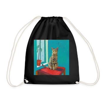 Katze, katzenmotiv, popart, geschenk, geschenkidee - Turnbeutel - Schwarz - Vorne