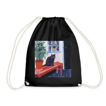 Katze, katzenmotiv, popart, geschenk, geschenkidee - Turnbeutel - Schwarz - Vorne