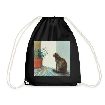 Katze, katzenmotiv, popart, geschenk, geschenkidee - Turnbeutel - Schwarz - Vorne