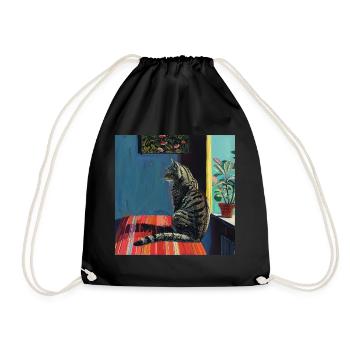 Katze, katzenmotiv, popart, geschenk, geschenkidee - Turnbeutel - Schwarz - Vorne