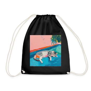 Katze, katzenmotiv, popart, geschenk, geschenkidee - Turnbeutel - Schwarz - Vorne