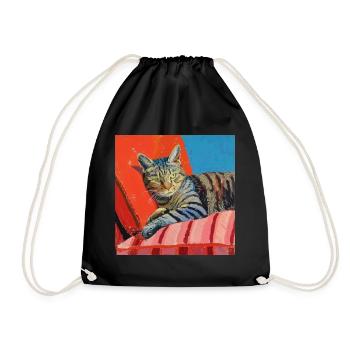 Katze, katzenmotiv, popart, geschenk, geschenkidee - Turnbeutel - Schwarz - Vorne