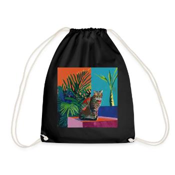 Chat, motif chat, pop art, cadeau, idée cadeau - Sac de sport léger - noir - Devant