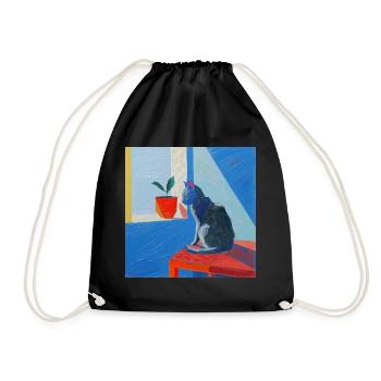Cat, cat motif, pop art, gift, gift idea - Drawstring Bag - black - Front