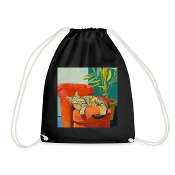 Katze, katzenmotiv, popart, geschenk, geschenkidee - Turnbeutel - Schwarz - Vorne