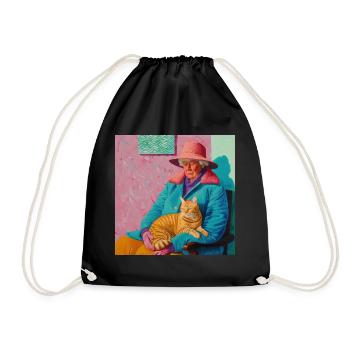 Katze, katzenmotiv, popart, geschenk, geschenkidee - Turnbeutel - Schwarz - Vorne