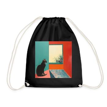 Katze, katzenmotiv, popart, geschenk, geschenkidee - Turnbeutel - Schwarz - Vorne