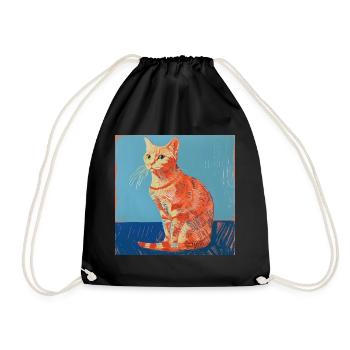 Katze, katzenmotiv, popart, geschenk, geschenkidee - Turnbeutel - Schwarz - Vorne