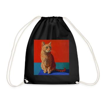Katze, katzenmotiv, popart, geschenk, geschenkidee - Turnbeutel - Schwarz - Vorne