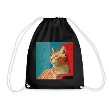 Katze, katzenmotiv, popart, geschenk, geschenkidee - Turnbeutel - Schwarz - Vorne