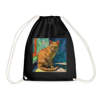Katze, katzenmotiv, popart, geschenk, geschenkidee - Turnbeutel - Schwarz - Vorne