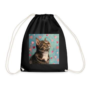 Katze, katzenmotiv, popart, geschenk, geschenkidee - Turnbeutel - Schwarz - Vorne
