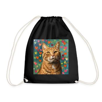 Katze, katzenmotiv, popart, geschenk, geschenkidee - Turnbeutel - Schwarz - Vorne