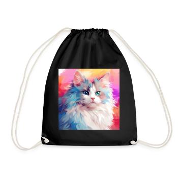 Katze, katzenmotiv, anime, geschenk, geschenkideen - Turnbeutel - Schwarz - Vorne