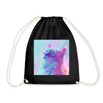 Katze, katzenmotiv, anime, geschenk, geschenkideen - Turnbeutel - Schwarz - Vorne