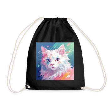 Katze, katzenmotiv, anime, geschenk, geschenkideen - Turnbeutel - Schwarz - Vorne