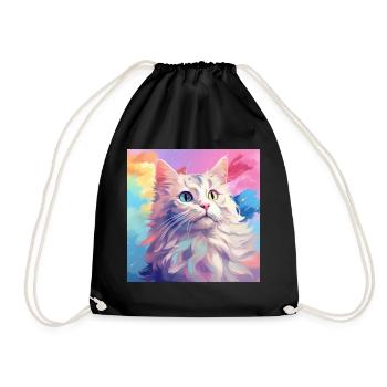 Katze, katzenmotiv, anime, geschenk, geschenkideen - Turnbeutel - Schwarz - Vorne