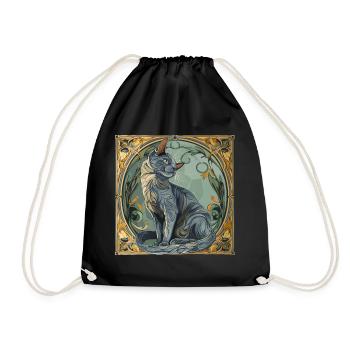 Katze, katzenmotiv, geschenk, geschenkideen katzen - Turnbeutel - Schwarz - Vorne