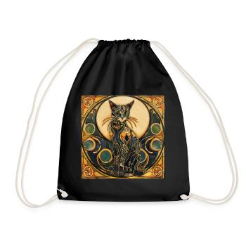 Katze, katzenmotiv, geschenk, geschenkideen katzen - Turnbeutel - Schwarz - Vorne