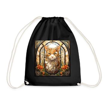 Katze, katzenmotiv, geschenk, geschenkideen katzen - Turnbeutel - Schwarz - Vorne