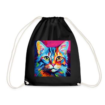 Chat, motif chat, pop art, cadeau, idée cadeau - Sac de sport léger - noir - Devant