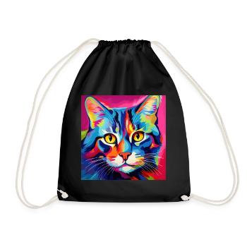 Chat, motif chat, pop art, cadeau, idée cadeau - Sac de sport léger - noir - Devant