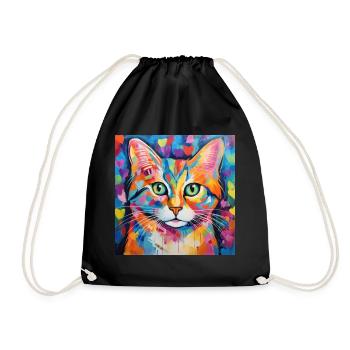 Katze, katzenmotiv, herz, geschenk, geschenkideen - Turnbeutel - Schwarz - Vorne