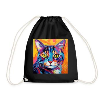 Chat, motif chat, pop art, cadeau, idée cadeau - Sac de sport léger - noir - Devant