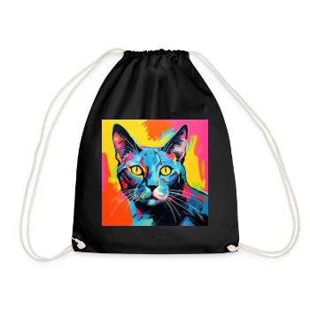 Chat, motif chat, pop art, cadeau, idée cadeau - Sac de sport léger - noir - Devant