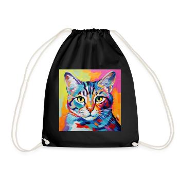 Chat, motif chat, pop art, cadeau, idée cadeau - Sac de sport léger - noir - Devant