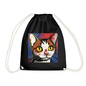 Katze, katzenmotiv, comic, geschenk, geschenkideen - Turnbeutel - Schwarz - Vorne