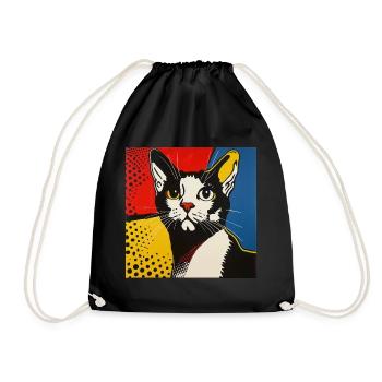 cat, cat motif, comic, gift, gift ideas - Drawstring Bag - black - Front