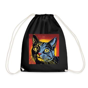Katze, katzenmotiv, comic, geschenk, geschenkideen - Turnbeutel - Schwarz - Vorne