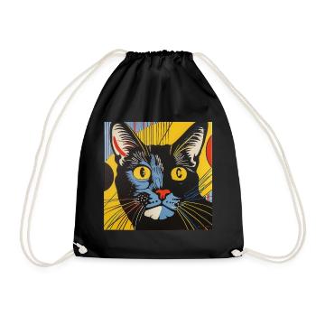 Chat, motif de chat, bande dessinée - Sac de sport léger - noir - Devant