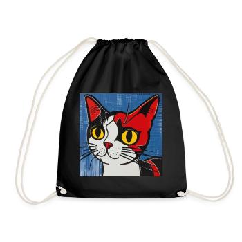 Chat, motif de chat, bande dessinée - Sac de sport léger - noir - Devant