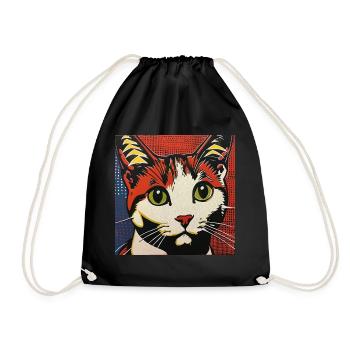 Katze, katzenmotiv, comic, geschenk, geschenkideen - Turnbeutel - Schwarz - Vorne