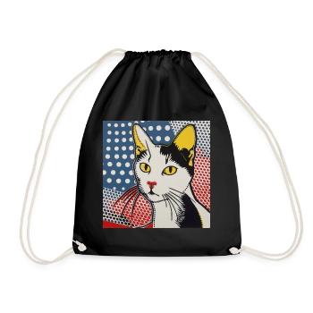 Katze, katzenmotiv - Turnbeutel - Schwarz - Vorne