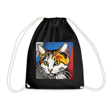 Cat, Cat Motif - Drawstring Bag - black - Front