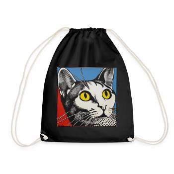 Cat, Cat Motif - Drawstring Bag - black - Front