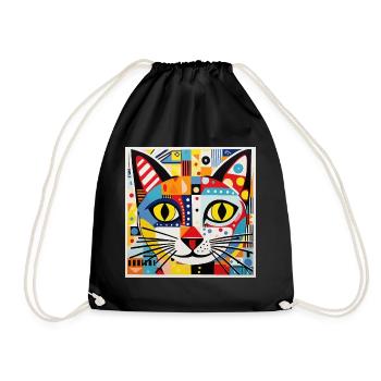 Cat, Cat Motif - Drawstring Bag - black - Front
