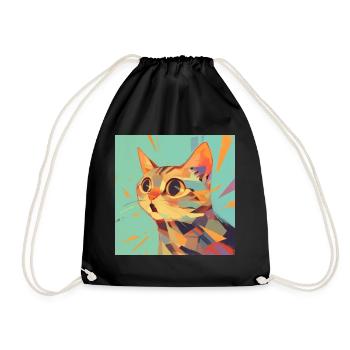 Cat, Cat Motif - Drawstring Bag - black - Front