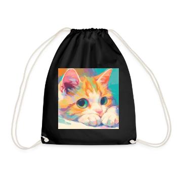 Cat, Cat Motif - Drawstring Bag - black - Front